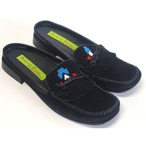 Materia Prima Loafers Goffredo Fantini Italy 8.5/39.5 Black Beaded Kiltie SlipOn